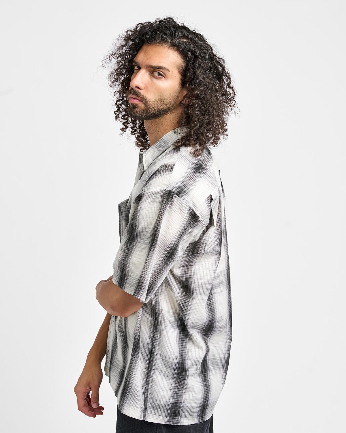 clane 2WAY OVER OMBRE CHECK SHIRTS サイズ1 2WAY OVER OMBRE CHECK